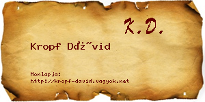 Kropf Dávid névjegykártya